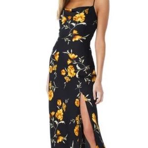 Astr Black and Yellow Floral Dress